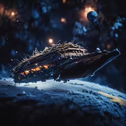 an illustration of a space ship floating in space