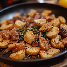 the meal in the pan is prepared and ready to be eaten