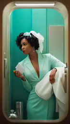 an image of a woman posing in front of the mirror