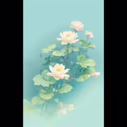 a small bunch of water lilies and green leaves