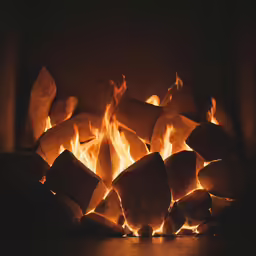 a fire that has some rocks on it