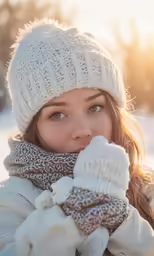 a beautiful woman is outside in the snow