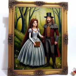 a man and woman are painted as a portrait,a portrait of a man and woman