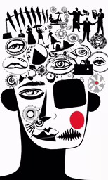 a person has different heads on it
