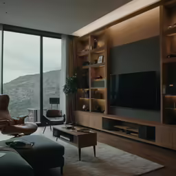 a living room with a couch and a tv