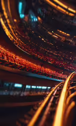 a large building with many lights inside of it,a view of the auditorium from inside the arena