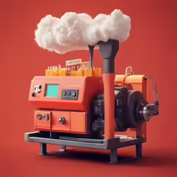 a red model is blowing into the air
