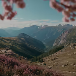 the mountain range is covered in lush green