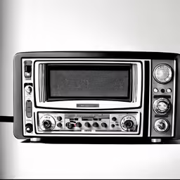 an old television sitting on top of a counter