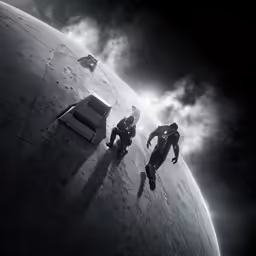 two men walking up to the top of a hill