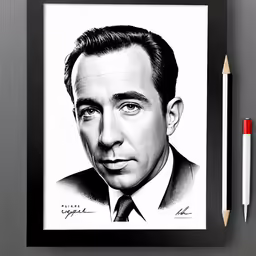 a black and white drawing of a man