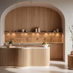 there is an inside view of a kitchen with some bowls on the counter
