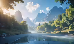 a large body of water with trees in the background