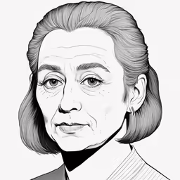 a black and white drawing of a person with a suit