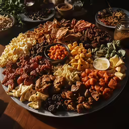 the table is filled with different kinds of food