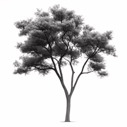 the tree on a white background has a very detailed shape