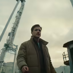 a man standing outside in front of some machinery