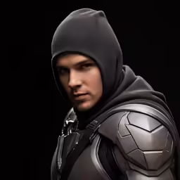 the young man is dressed in his own armor