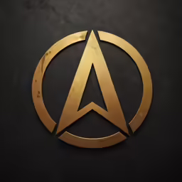 a gold a symbol with dark background