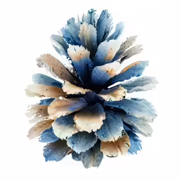 a blue and brown flower against a white sky