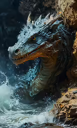 a close - up of the head and upper part of a fake dinosaur
