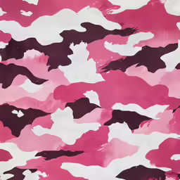 camouflage painting on white and pink paper with dark black birds