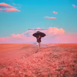 the young woman holds an umbrella over her head
