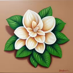 painting of a flower on a brown and tan wall,an image of a painting of a flower on a brown background