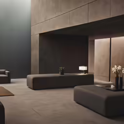 two light colored couches and table in a living room