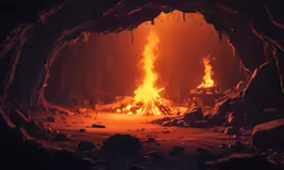 a small fire that is burning in the dark