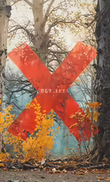 a cross painted on the side of a building