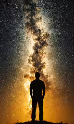 a person standing in front of the sky while staring at something