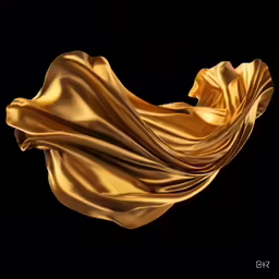 a gold colored cloth on black background