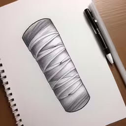 a drawing with pencil on top of it,a drawing is seen on a table in the image