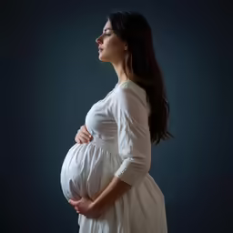a pregnant woman posing for a photo