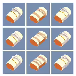 various view of orange and white paper objects in squares