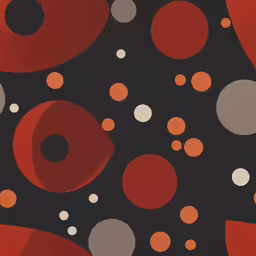 a painting with many circles and circles in black