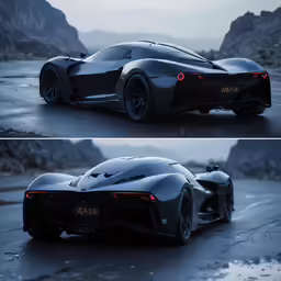 this futuristic car is parked in the water
