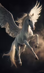 a white horse with white wings in the sky