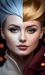 two photos of the same woman in different colors