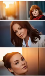 three pictures of a woman in various poses