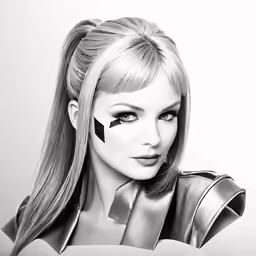 black and white photo of a woman with a cat eye makeup