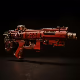 a red gun sitting on top of a table