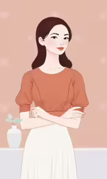the woman is standing and has her arms crossed