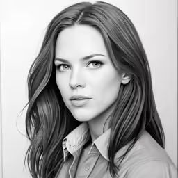 a girl in black and white is looking forward