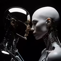 an image of two robots touching each other