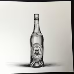 an art print shows a wine bottle on a white background
