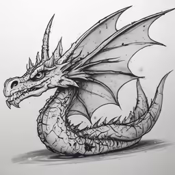 the head of a dragon is drawn in pencil