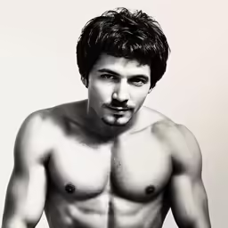 a man posing with his shirt off with his arms crossed