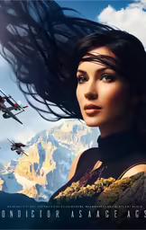 the poster for flight atlas, featuring a young woman with long hair